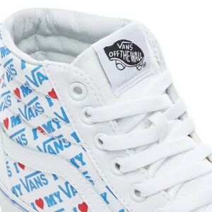 Vans White and Blue High-Top Sneakers